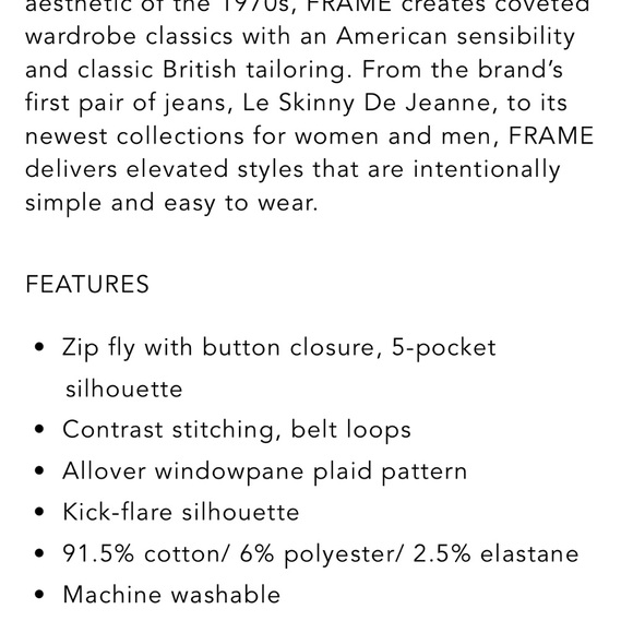 NWT Frame Le Crop Mini Bootcut Jeans in Sky Blue Oxford Plaid - Picture 2 of 2